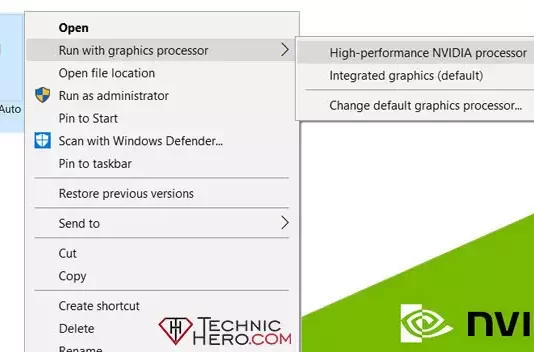 No “Run with graphics processor” Option In Right-click No "Run with graphics processor" Option In Right-click
