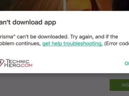 Play Store Can't download app Error Code