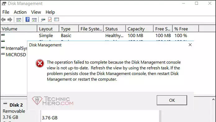 Fix Disk Management console view is not up-to-date