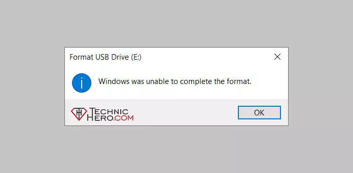 Fix Windows was unable to complete the format Error